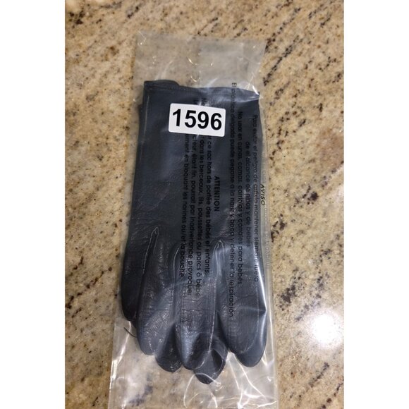 Vintage Womens Size S Blue Leather Formal 7" Short Gloves Pearly Button - Picture 14 of 14